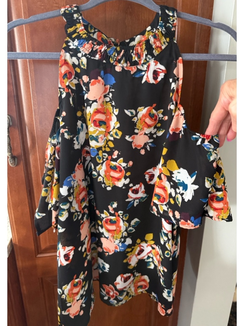 Lily White Floral Cold-Shoulder Top
